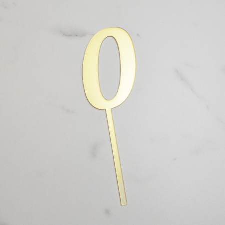 Топпер акриловый зеркальный ЦИФРА 0 золото