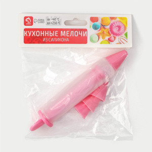 Шприц кондитерский Доляна ФОБОС 4 насадки (розовый)