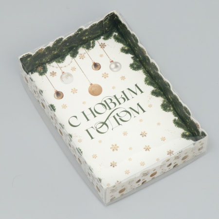 Коробка для пряников "С Новым Годом" еловые веточки 17х12х3см