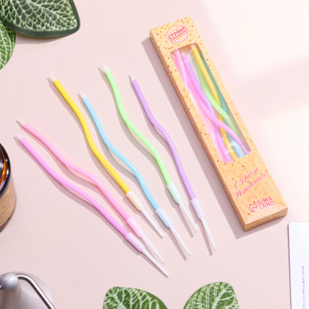 Свечи для торта коктейльные "Серпантин" цветные МАТОВЫЕ 6 штук Свечи для торта коктейльные "Серпантин" цветные МАТОВЫЕ 6 штук