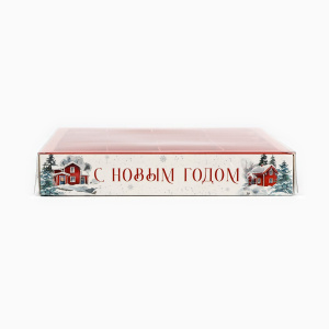 Коробка на 16 конфет СНЕЖНЫЕ ДОМИКИ 19х19х3см