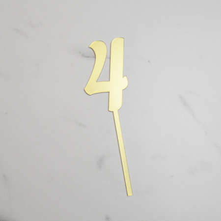 Топпер акриловый зеркальный ЦИФРА 4 золото
